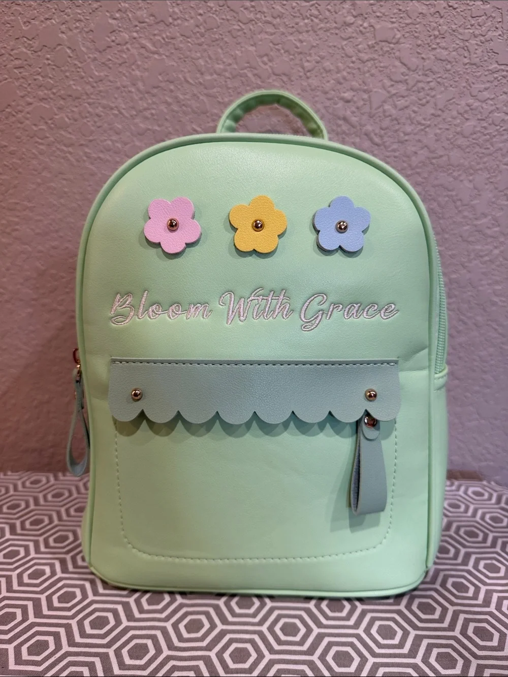 Montana West Mint Green Floral Kids Backpack